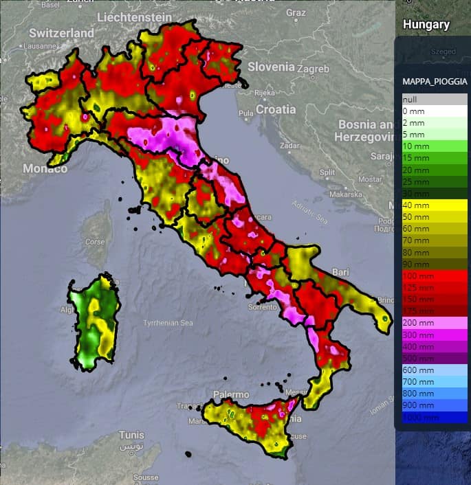 mappa pioggia italia maggio 2023