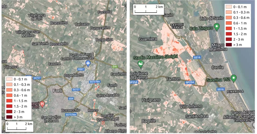 profondita inondazione forli cervia maggio 2023